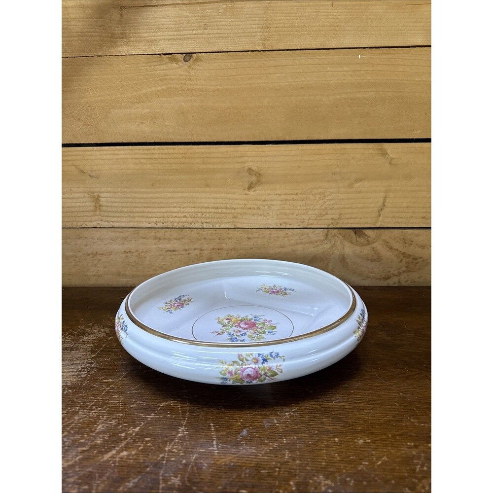 Vintage Abingdon USA Pottery Bowl – Floral Design, Mid-Century Console Dish